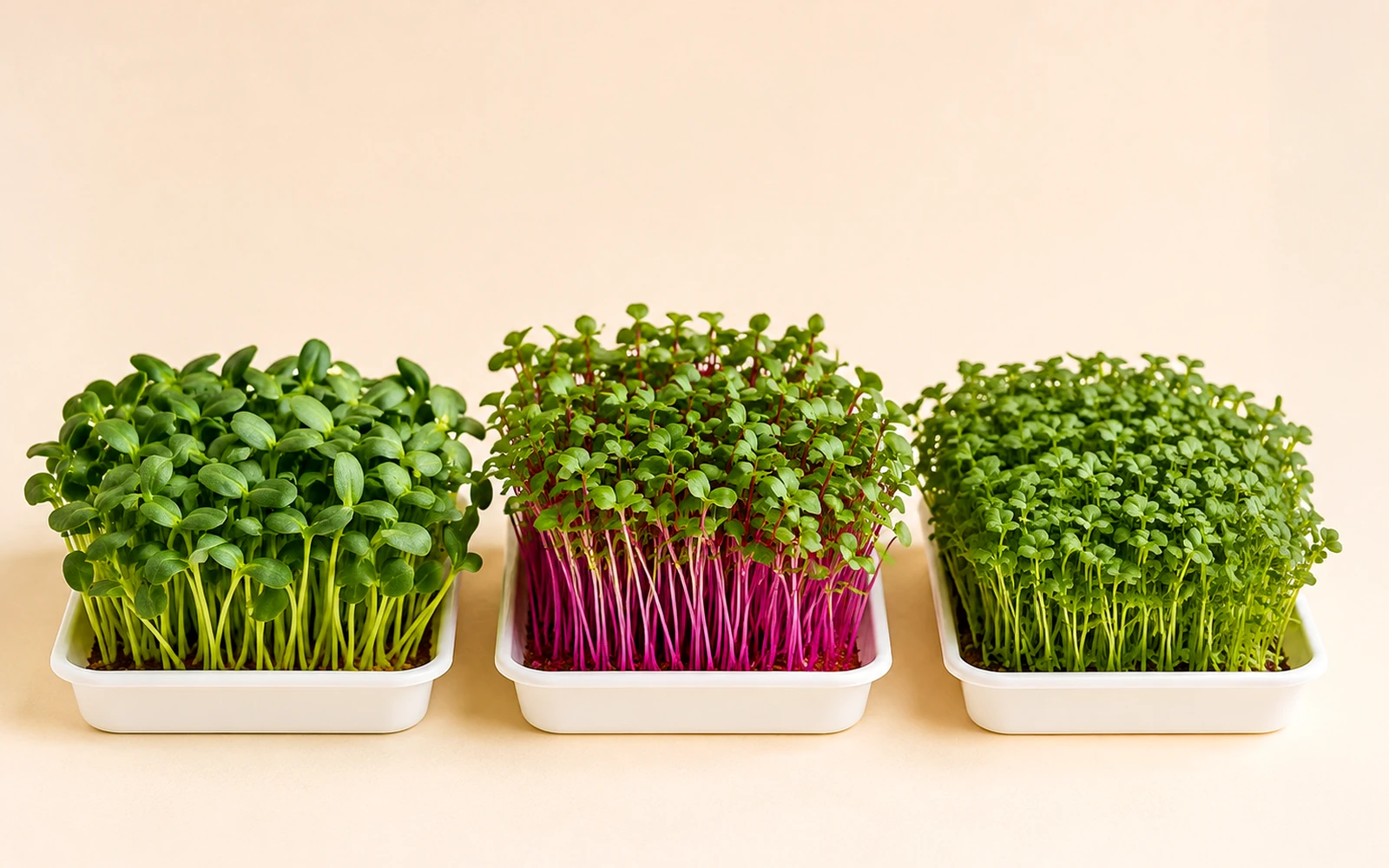 Three different living microgreen bowls for a family bundle